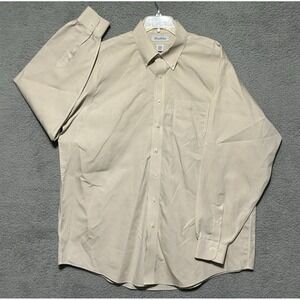Brooks Brothers Shirt Mens 18 36/37 Ginghm Dress Oxford Non Iron Buttery Yellow